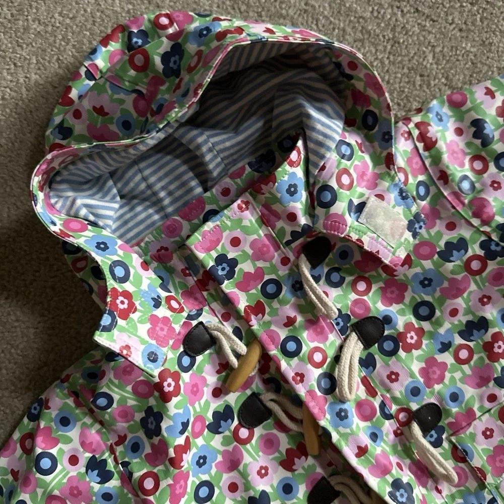 JoJo Maman Bebe Kids Bright Flower Print Waterproof Rain Jacket Coat 6-12 Months